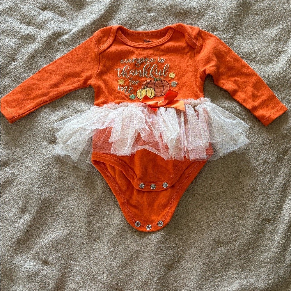 Baby Essentials Orange Long-Sleeve Tutu Bodysuit